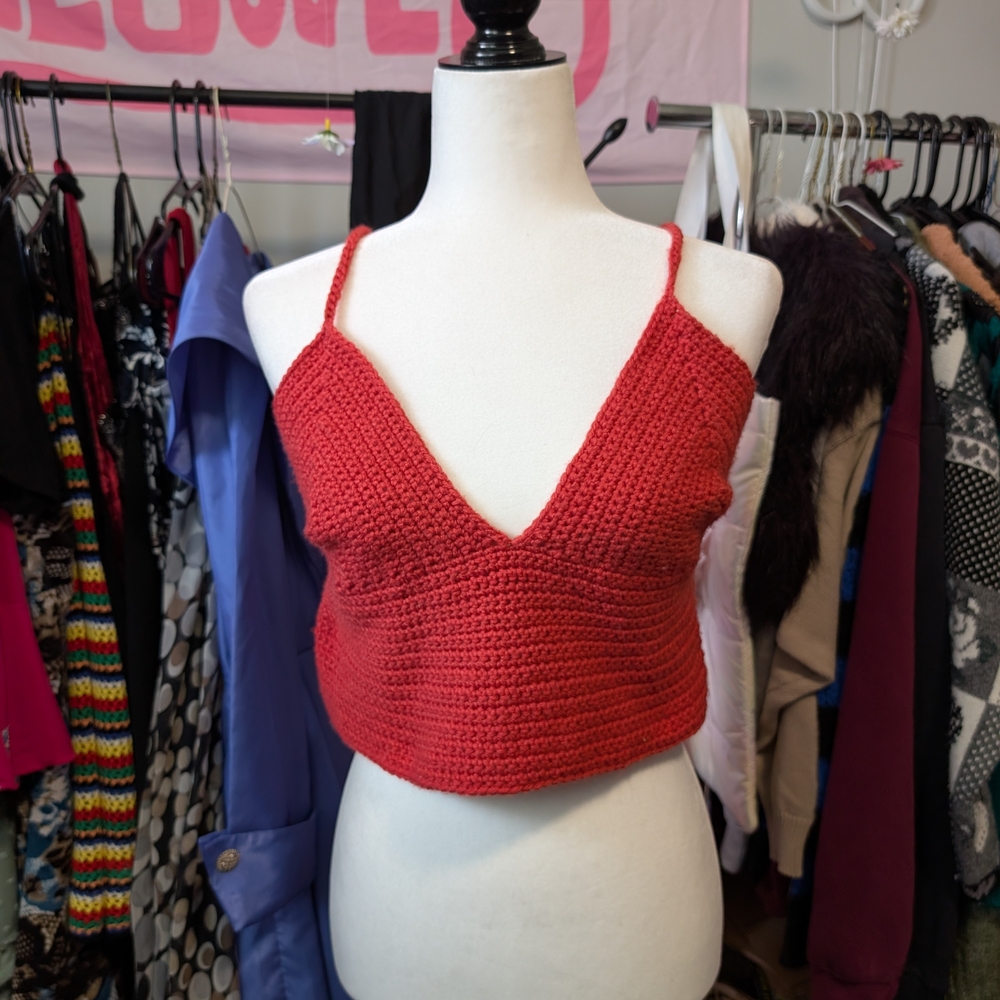 Red Crochet Women's Top